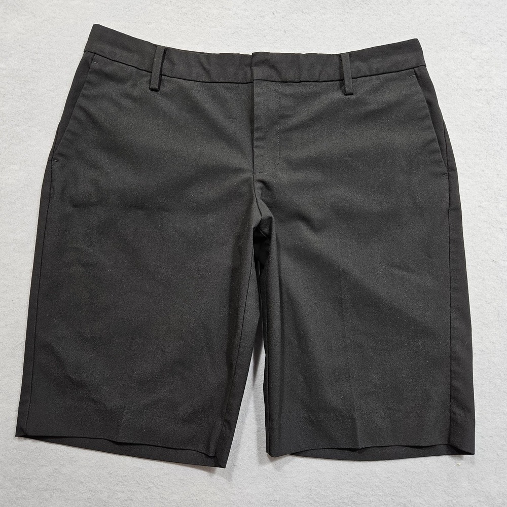 Gap Bermuda Shorts Womens 12 Black Chino Mid Rise Flat Front Modest Long Inseam